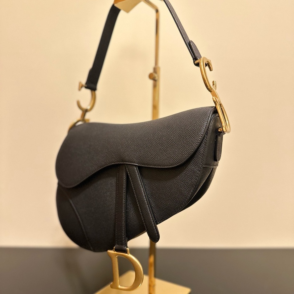 AUTHENTIC Dior Black Saddle Bag with Strap